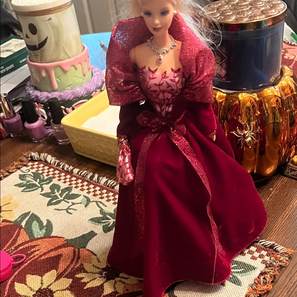 Elegant Red Doll with Glittering Gown Holuday Barbie NO Box